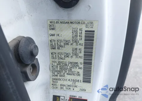 2012 Nissan Frontier S from USA, damaged, VIN 1N6BD0CT2CC426081